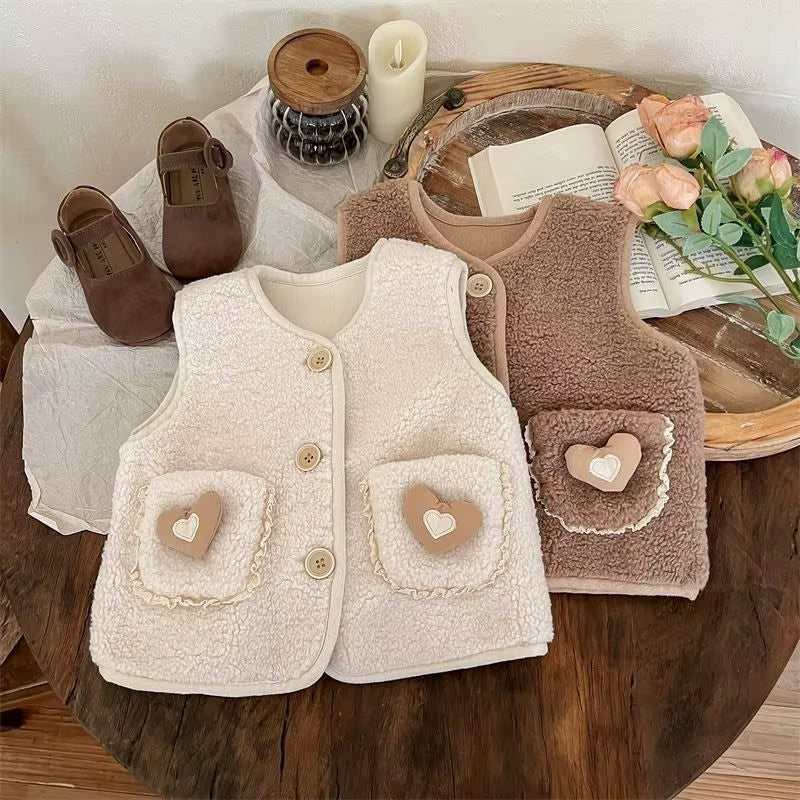 Sleeveless Children Vest Baby Girl Boy Plush Waistcoat Spring Autumn Kids Jacket Soft Children Clothes Thick Outerwear for Kids