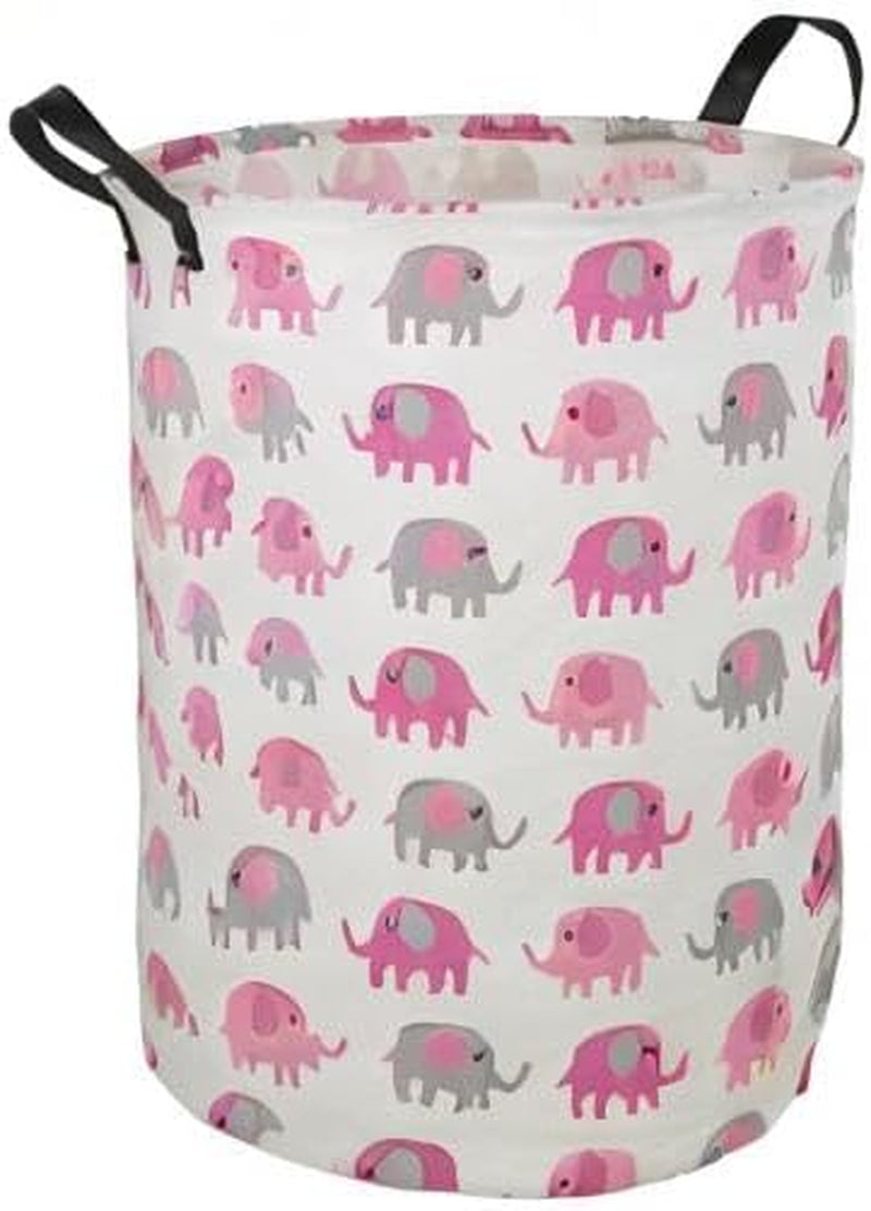 19.7 Laundry Hamper Toys Box Storage Bins Canvas Waterproof Collapsible Clothes Organizer Basket with Handle Freestanding Large Cute Light Weight for Home Kids Baby Room(Elephant)