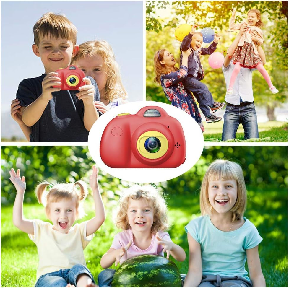 Kids Camera for 5-10 Year Old Girls,Compact Kids Camera with Carrying Case and 18 Million Pixelsl Dual Lens 2.0 Inch HD Screen with Mic,Red(32Gb TF Card Included)