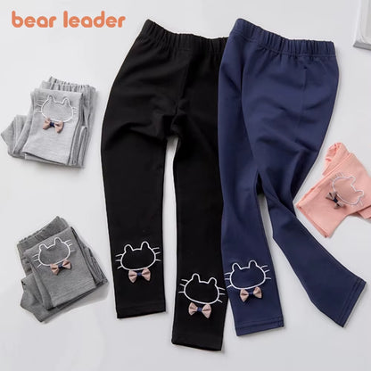 Kids Cartoon Cute Leggings Girls Skinny Cotton Elastic Waist Pants Korean Fashion Autumn Children Clothes for 3-8Y