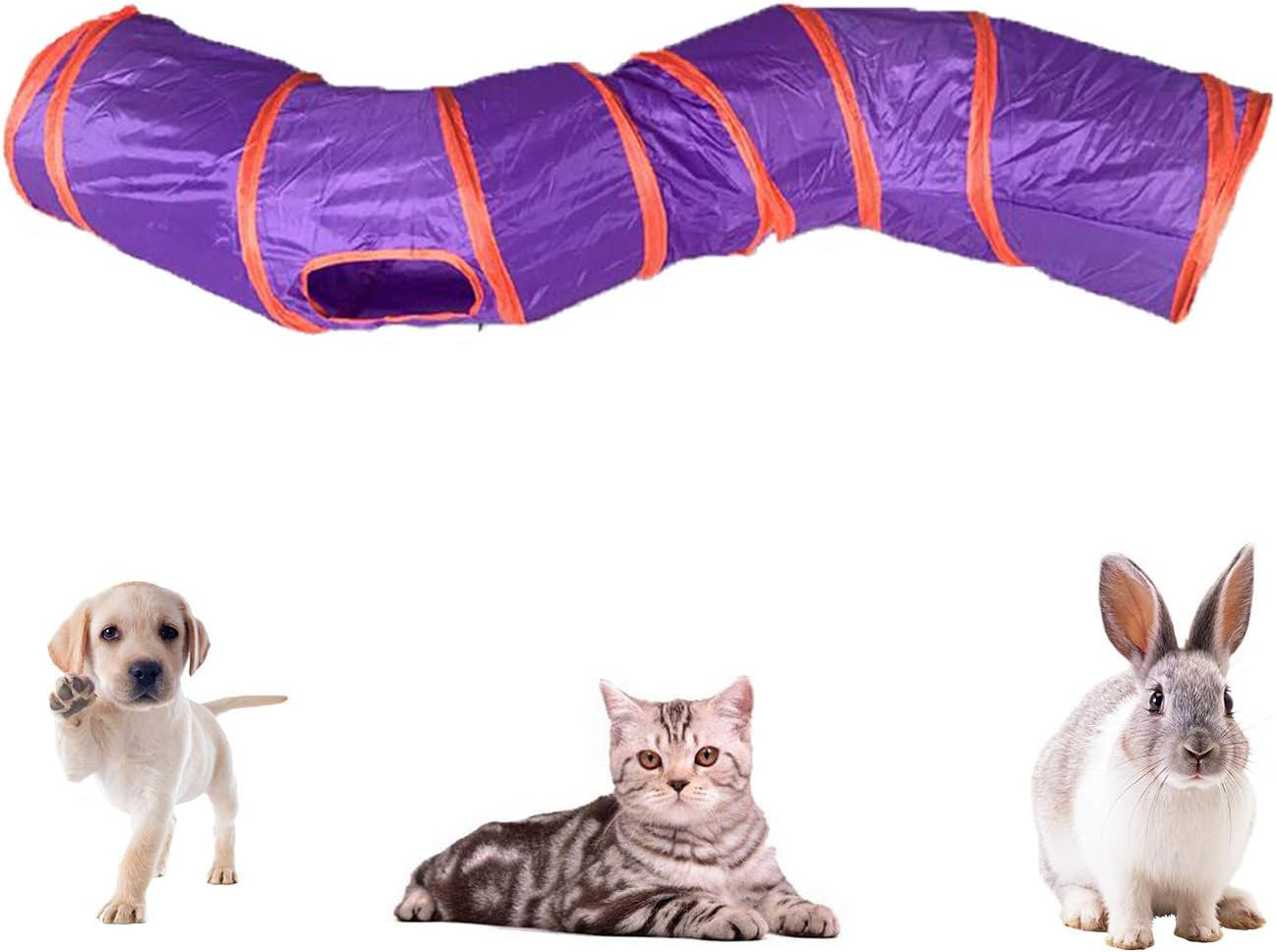 Cat Tunnel for Indoor Cats Interactive, Rabbit Tunnel Toys, Pet Toys Play Tunnels for Cats Kittens Rabbits Puppies Crinkle Pop up 47" Shape S