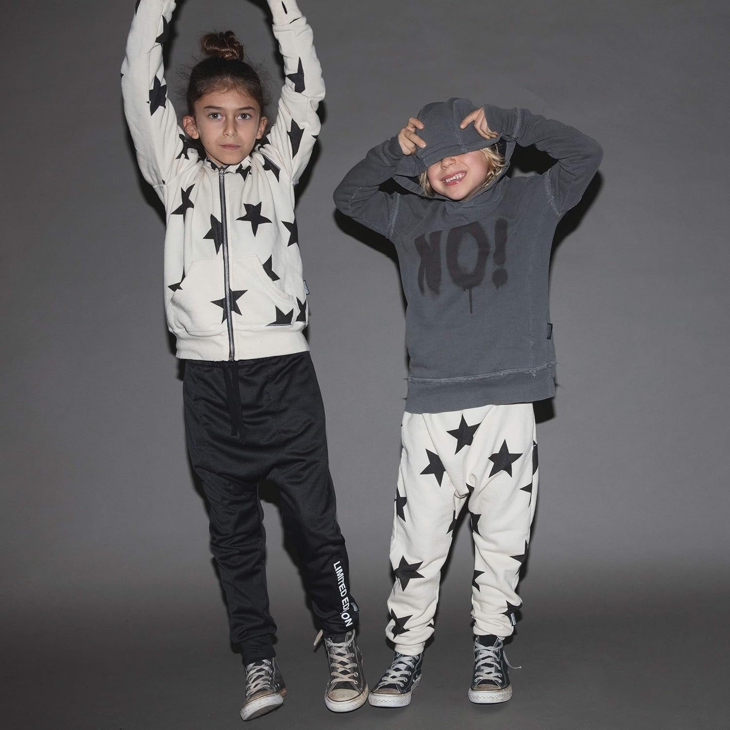 Babies Baggy Pants, Unisex Boys and Girls Harem Sweatpants, 100% Cotton, Black - Stars, 0-6 Months