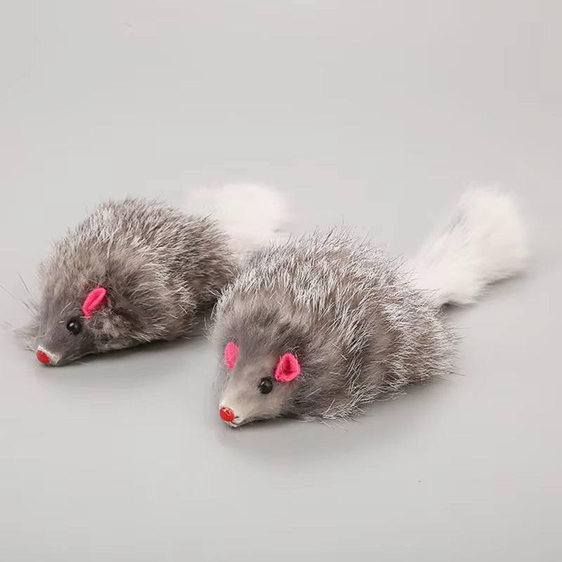 1Pcs False Mouse Cat Pet Toys Cat Long-Haired Tail Mice Mouse Toys Soft Rabbit Fur Furry Plush Cat Toy for Pet Cats Dogs