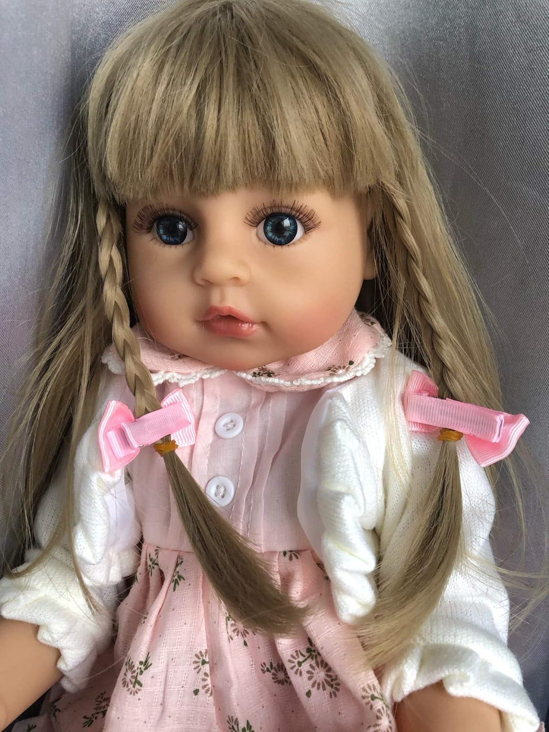 Full Silicone Reborn Baby Dolls Girl Realistic 22 Inches 55Cm Toddler Babies Doll with Cute Open Eyes (Blonde Hair)