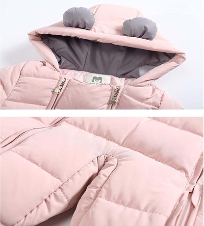 Cute Newborn Baby Girls Lightweight Romper Jumpsuit Winter Infant Pram Suit Snowsuit Little New Born Girl Double Zipper Coats Pink for 3-9 Months (M8)