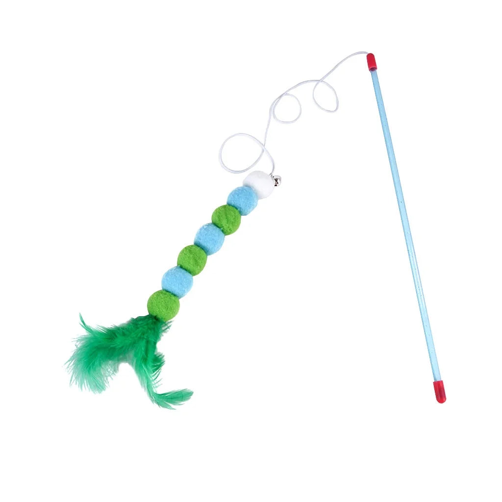 Pet Feather Toys Kitten Cat Toy Interactive Toy Soft Feather and Bell Beading Cat Toy