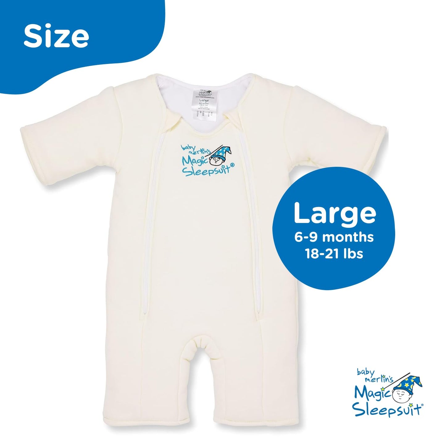 Transition Product - 6-9 Months Swaddle Transition Sleepsuit - Soft Cotton Material with Double Zipper for Easy Diaper Changes - Promotes Safe Sleep for Babies - Cream