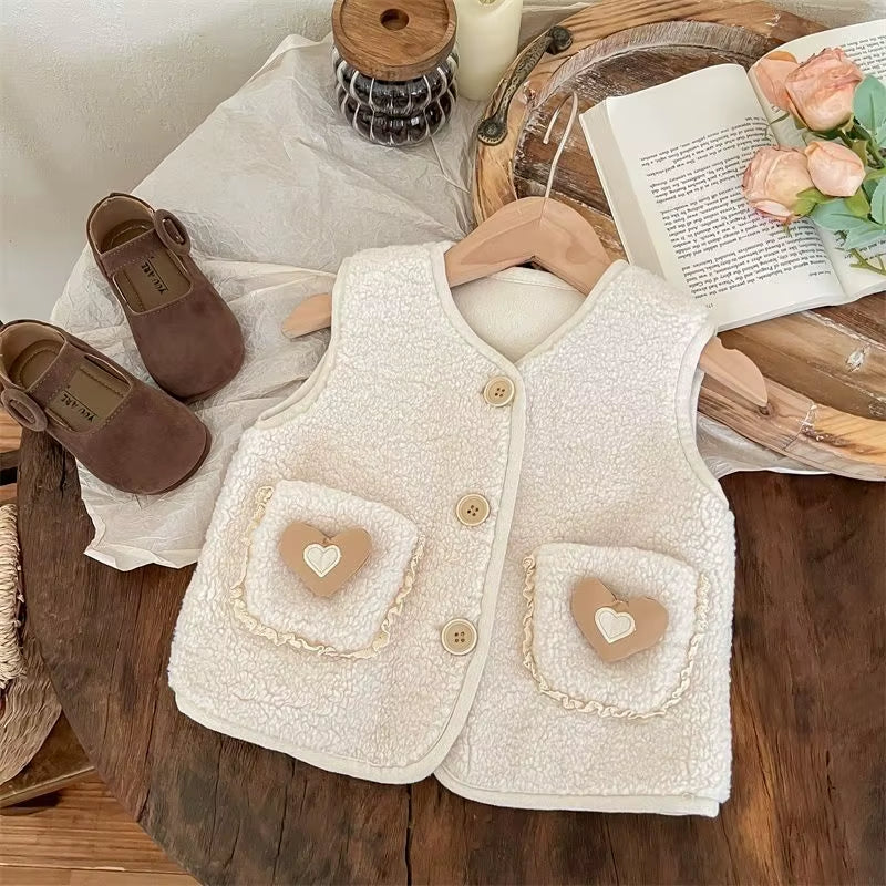 Sleeveless Children Vest Baby Girl Boy Plush Waistcoat Spring Autumn Kids Jacket Soft Children Clothes Thick Outerwear for Kids