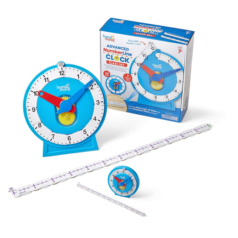 Advanced Numberline Clock for Kids Learning to Tell Time, Math Manipulatives for Telling Time, Analog Clock for Kids Learning, Learning to Tell Time Clock, Teacher Supplies (25 Clocks)