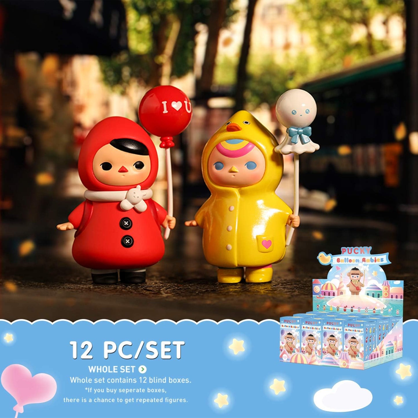 Pucky Balloon Babies Series Collection Blind Boxes Little Art Toy Collectible Cute Kawaii Mini Toy Figures Gift Collectibles Dolls-12 Pack