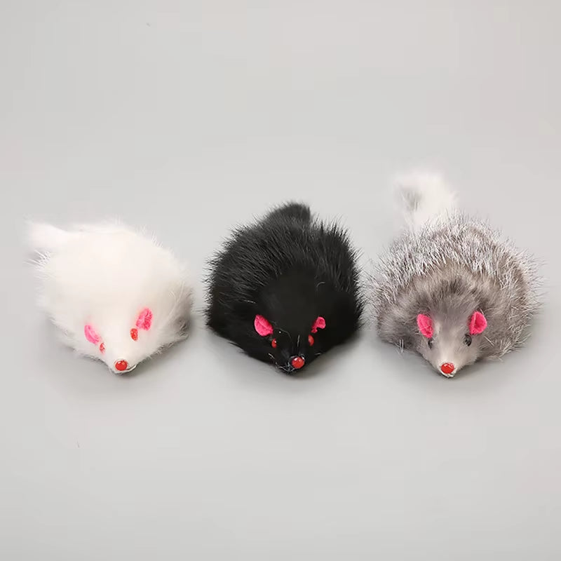 1Pcs False Mouse Cat Pet Toys Cat Long-Haired Tail Mice Mouse Toys Soft Rabbit Fur Furry Plush Cat Toy for Pet Cats Dogs