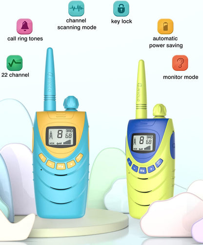 Rechargeable Walkie Talkies for Kids, 22 Channels and 2 Miles Walkie Talkies for Kids, VOX Function& Clear Sound Kids Walkie Talkies, Ideal Outdoor Camping Toys for Kids Age 3+