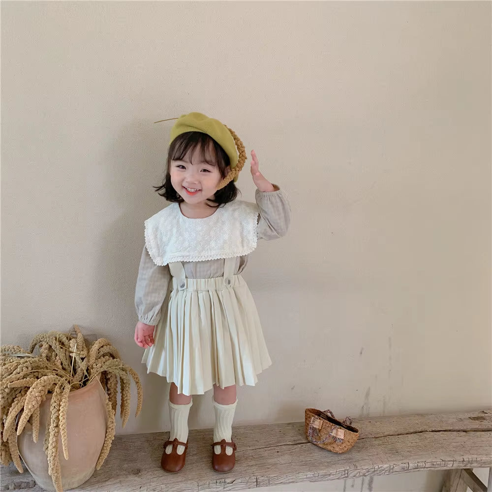 New Autumn Brand Baby Girls Dress Suspenders Kids Overalls Dress Children Preppy Dress Strap Toddler Dress Beautiful Clothing