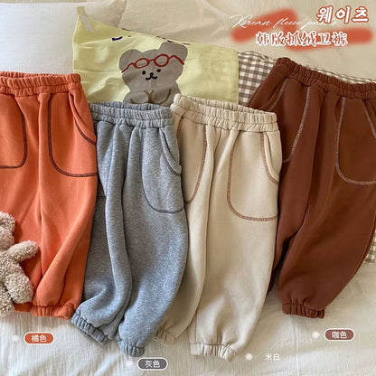 Kids Clothes Thicken Girls Pants Casual Boys Pants