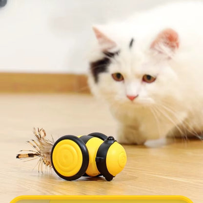 Electric Cat Car Toy Cute Bee Running Kitten Pet Toys Interactive Random Moving Stick Teaser Feather Electric Pet Cat Toys