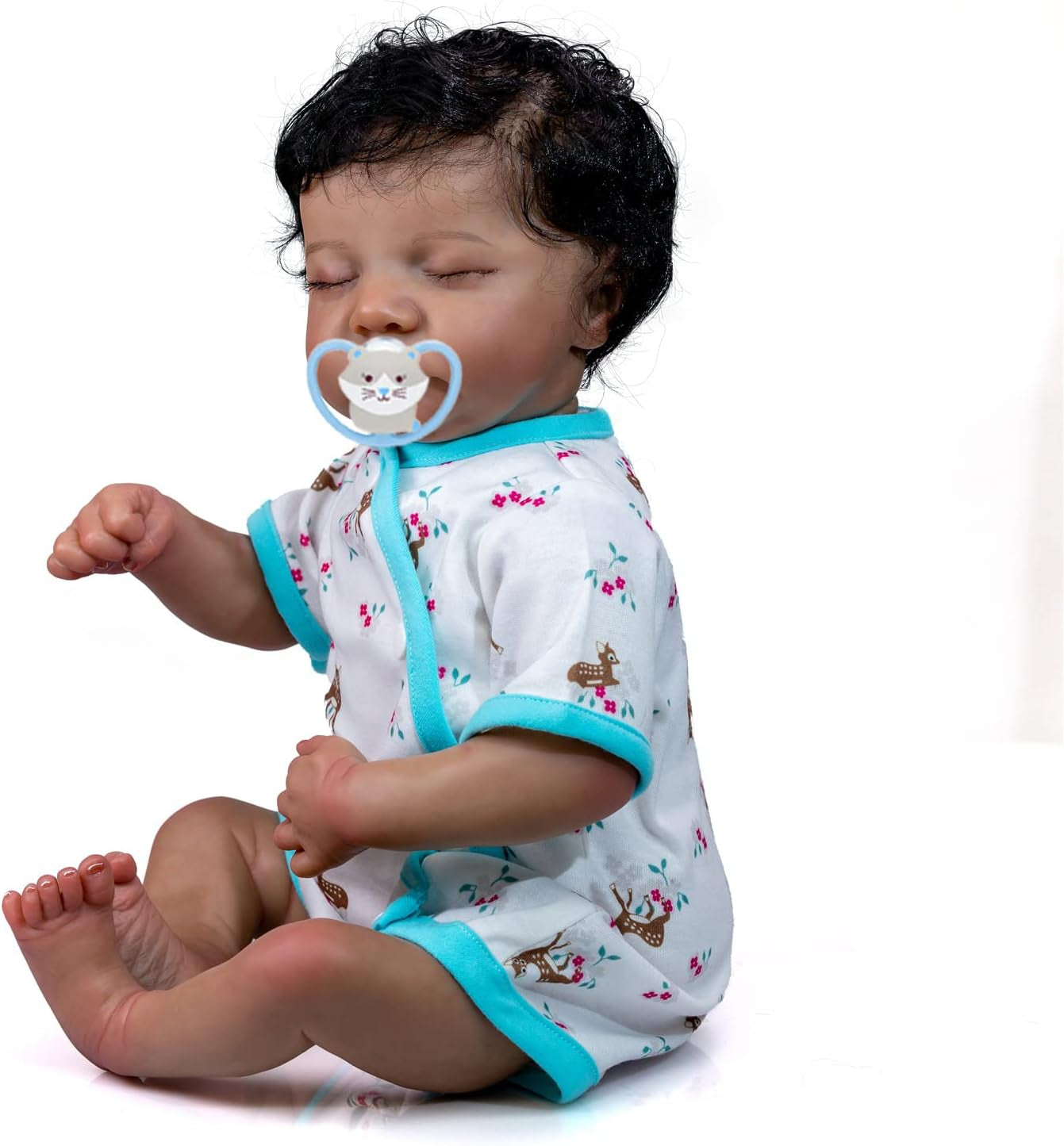 Realistic Sleeping Newborn Baby Doll Boy Silicone Doll African American 19 Inch Lifelike Reborn Baby Doll Biracial Looks Real Handmader Black Toddler Boy Birthday Presents with Accessories