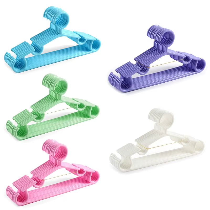 Approx.27X14Cm 10Pcs/Set Portable Children Clothes Hanger Toddler Baby Coat Plastic Hanger Hook