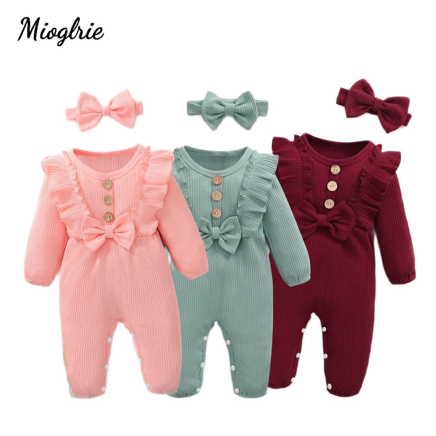 Baby Girl Clothes 0 to 3 Months Long-Sleeve New Born Costume for Babies Infant Clothes Romper Toddler Clothing with Headban