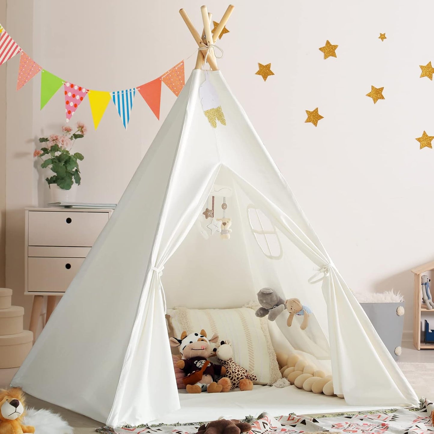 Kids Teepee Tent for Girls or Boys with Carry Case, Foldable Play Tent for Kids or Toddler Suit for Indoor and Outdoor Play, Protable Kids Playhouse Children Tent(Mat Not Included)