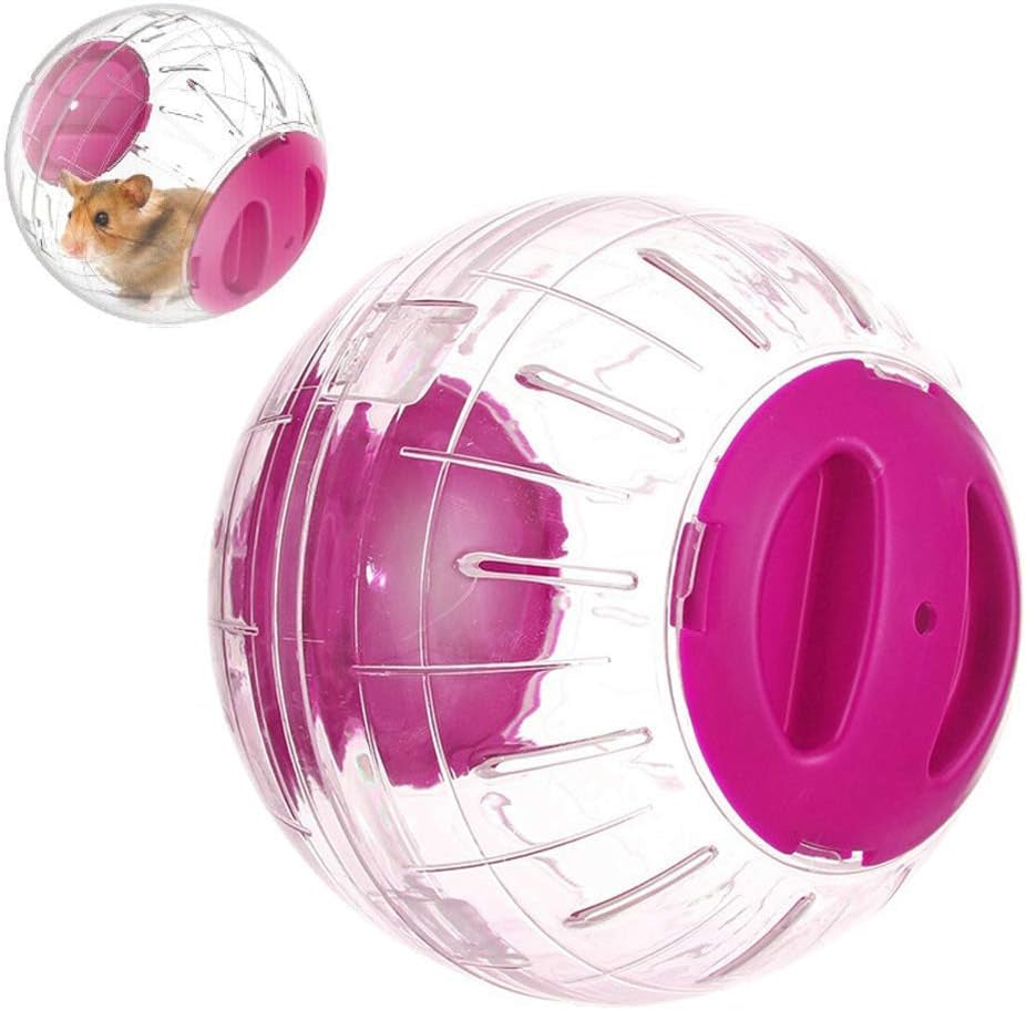 Mini New Cute Dwarf Hamster Running Ball 4.7 Inches Crystal Ball for Hamsters Small Silent Exercise Wheel Small Cage Accessories Suitable for Hamsters Less than 4 Inches 10 Cm in Length (Pink)