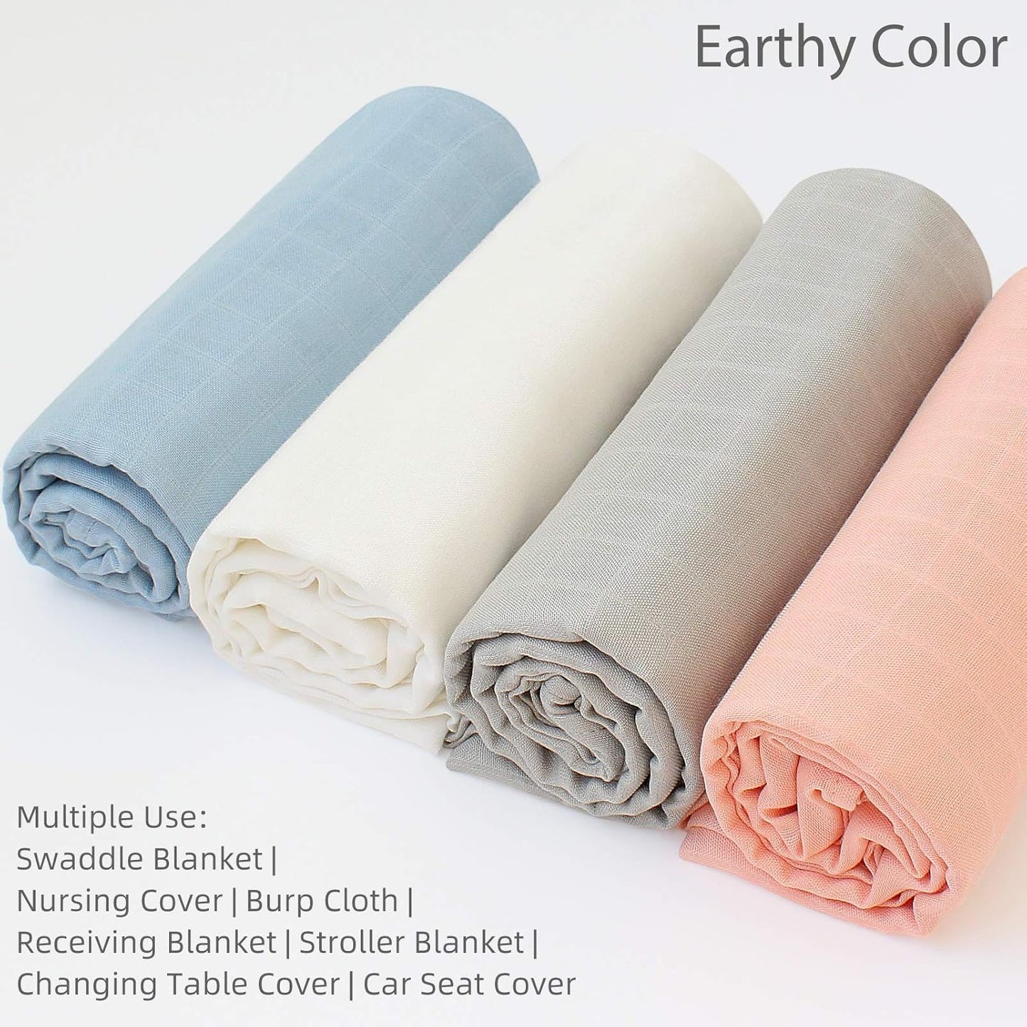 Baby Swaddle Blankets for Boys & Girls, 4 Pack Soft Muslin Swaddle Blankets Neutral