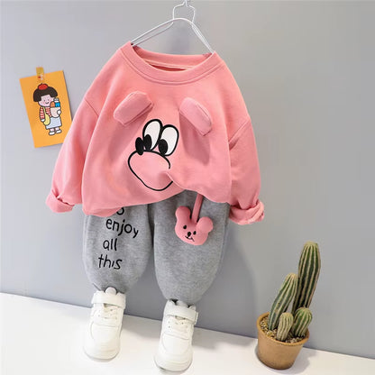 2023 New Clothing Set Sweater+Pants 2Pcs for Girls Boys Outfit Cotton Warm Costume Winter Children Clothes Suit 1-4Y