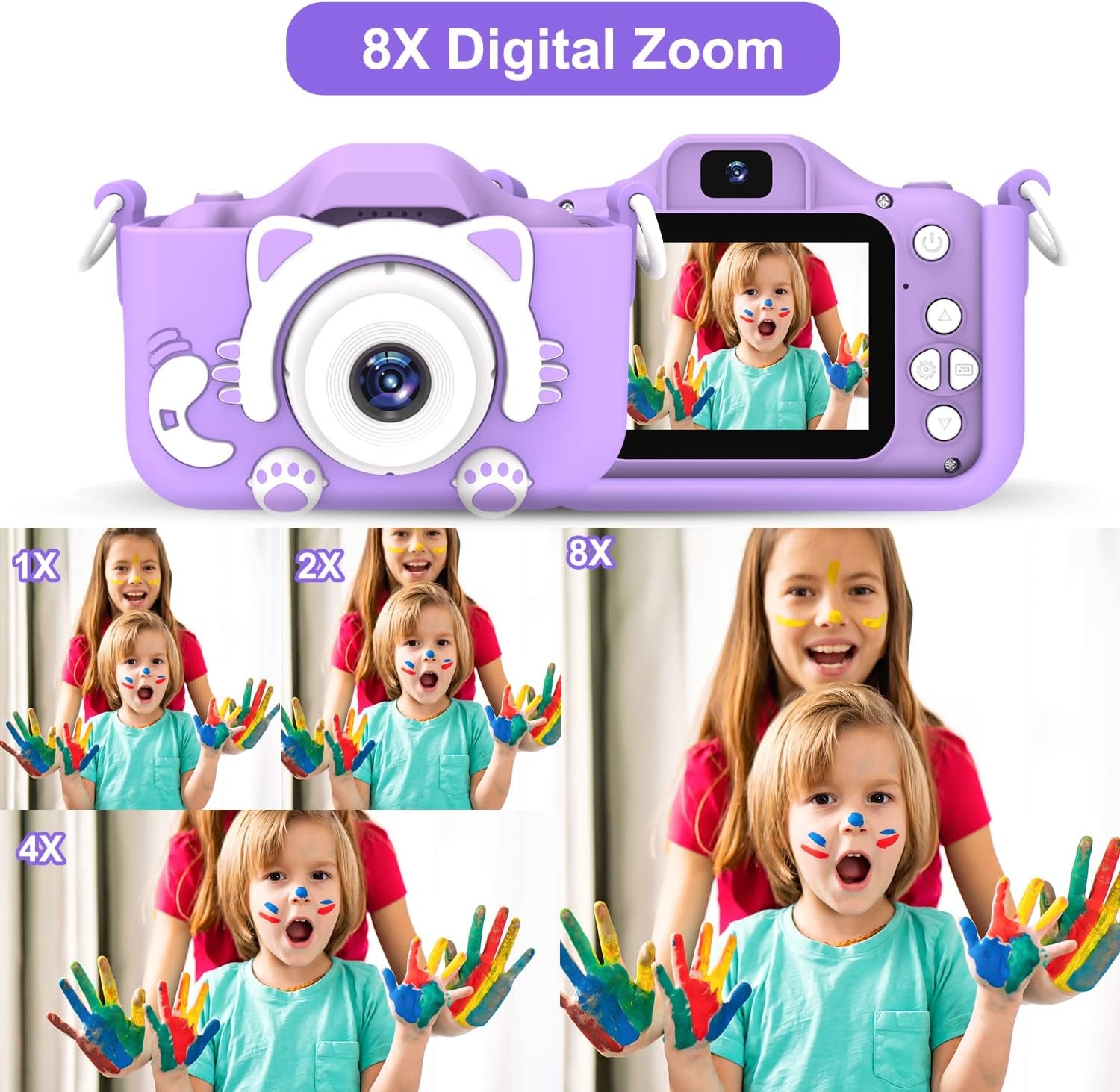 Kids Selfie Camera, Christmas Birthday Gifts for Boys Age 3-9, HD Digital Video Cameras for Toddler, Portable Toy for 3 4 5 6 7 8 Year Old Boy&Girls with 32GB SD Card