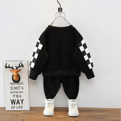 Spring Baby Girl Boy Embroidery Clothes Set Children Sports Cartoon Bear Sweatshirt Top and Pants Bottom Suit Cotton Tracksuit