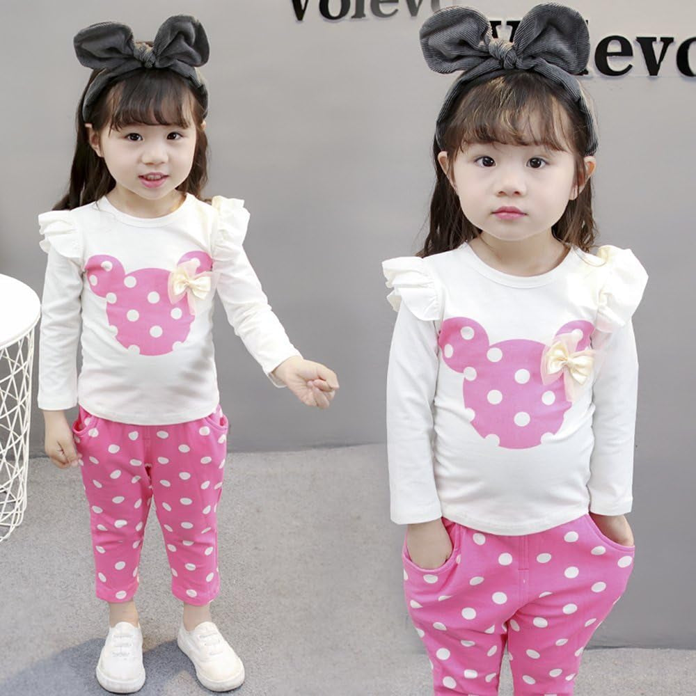 Baby Girl Clothes, 3 Pieces Long Sleeved Cute Toddler Infant Outfits Kids Tops and Pants Set