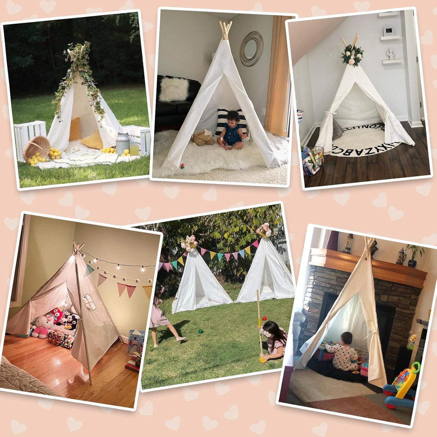 Kids Teepee Tent for Girls or Boys with Carry Case, Foldable Play Tent for Kids or Toddler Suit for Indoor and Outdoor Play, Protable Kids Playhouse Children Tent(Mat Not Included)