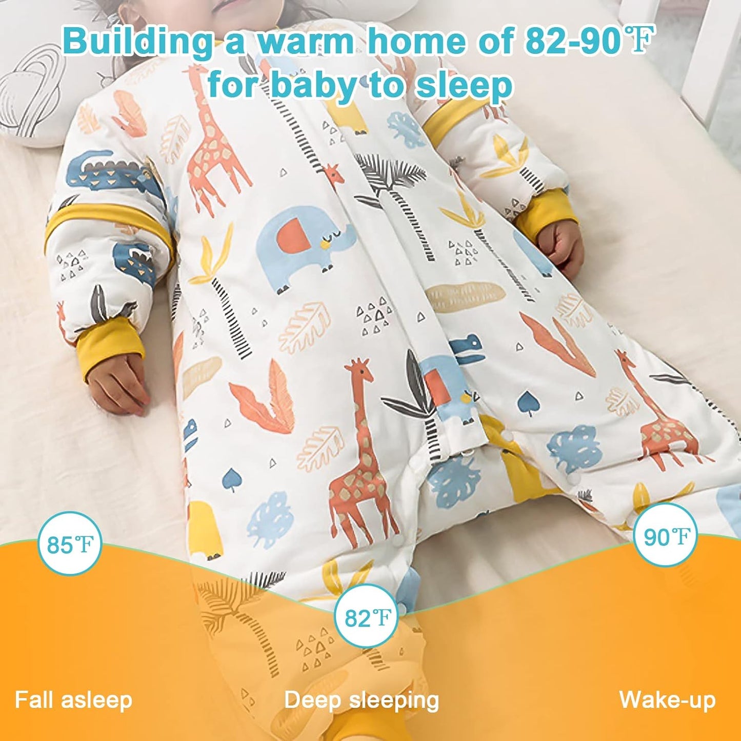 Sleep Sack 0.5/2.5Tog Baby Sleeping Bag with Feet Legs Breathable Wearable Blanket Toddler Sleep Bag