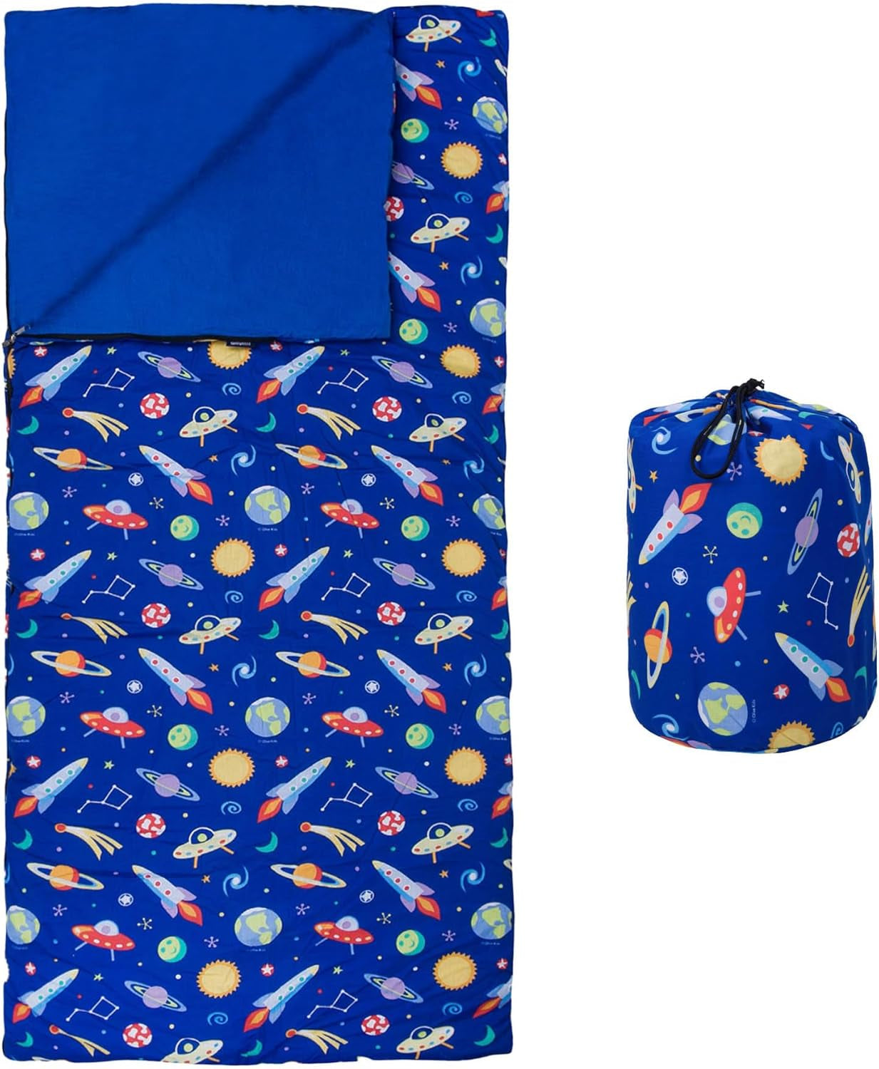 Kids Sleeping Bags for Boys and Girls, Measures 57 X 30 X 1.5 Inches, Cotton Blend Materials Sleeping Bag for Kids, Ideal for Parties, Camping & Overnight Travel (Out of This World)