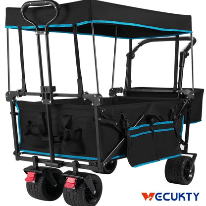 Collapsible Garden Wagon Cart with Removable Canopy Black