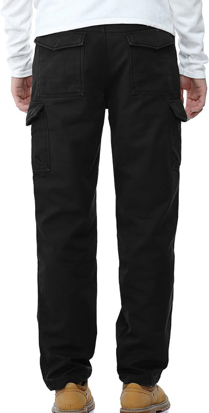 Winter Mens Cargo Pants Relaxed Fit Fleece Lined Work Pant