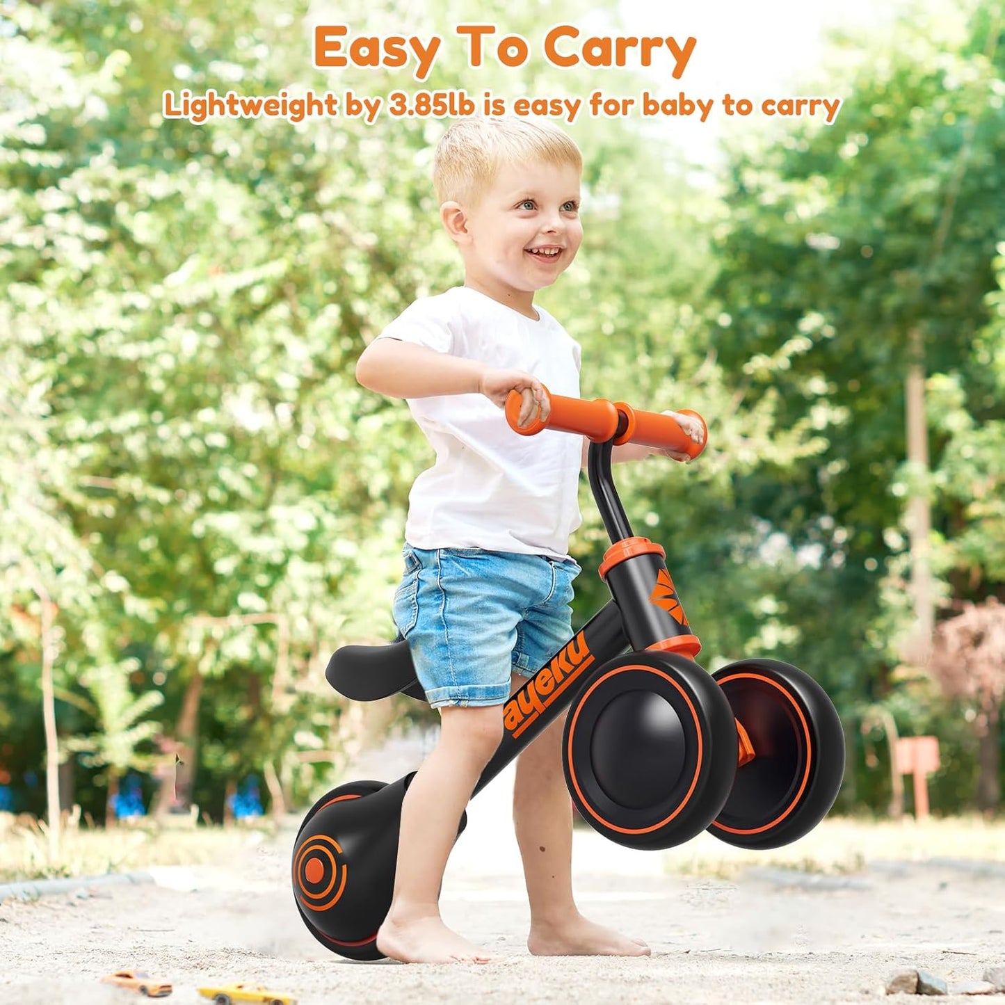 Baby Balance Bike for 1 Year Old Boy Gifts Toddler Bike for One Year Old Toys 1 St First Birthday Gifts Baby Toys 12-24 Months, Orange Black