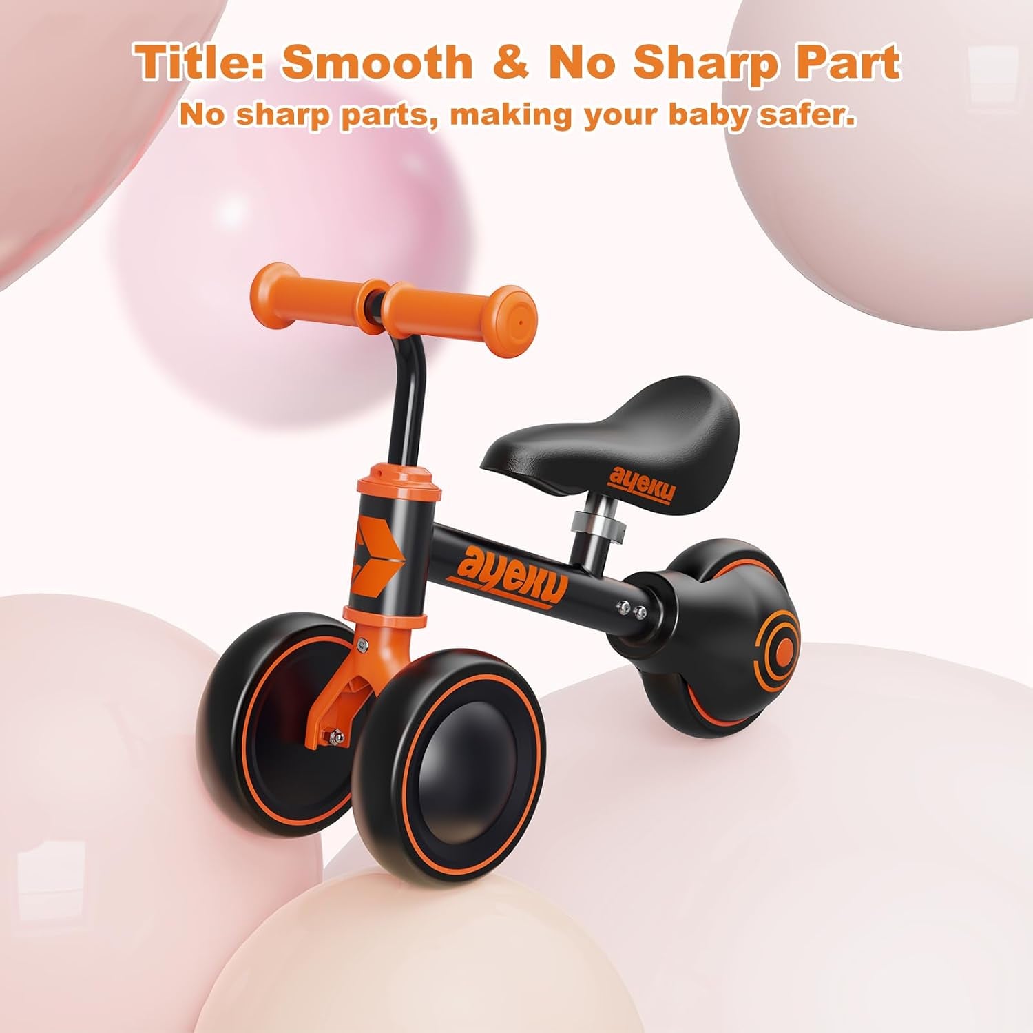 Baby Balance Bike for 1 Year Old Boy Gifts Toddler Bike for One Year Old Toys 1 St First Birthday Gifts Baby Toys 12-24 Months, Orange Black