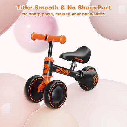 Baby Balance Bike for 1 Year Old Boy Gifts Toddler Bike for One Year Old Toys 1 St First Birthday Gifts Baby Toys 12-24 Months, Orange Black