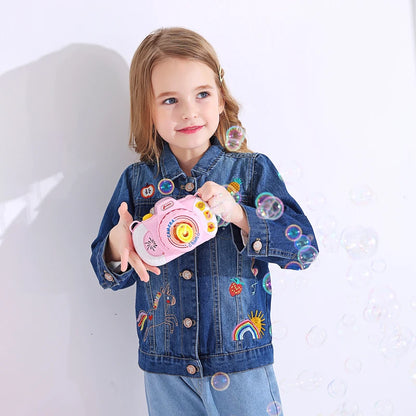 Girls Denim Coats New Fashion Kids Embroidery Cartoon Pattern Jacket Autumn Baby Coat Children Clothes 3 8 Years