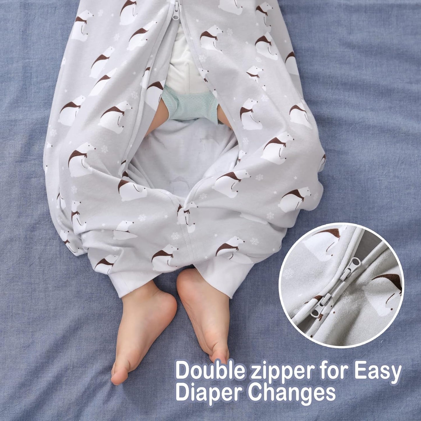 Toddler Sleep Sack with Feet Lightweight Baby Wearable Blanket with Legs Sleeveless Sleeping Sack for Babies Early Walkers and Big Kids, 0.5TOG, 5T-6T