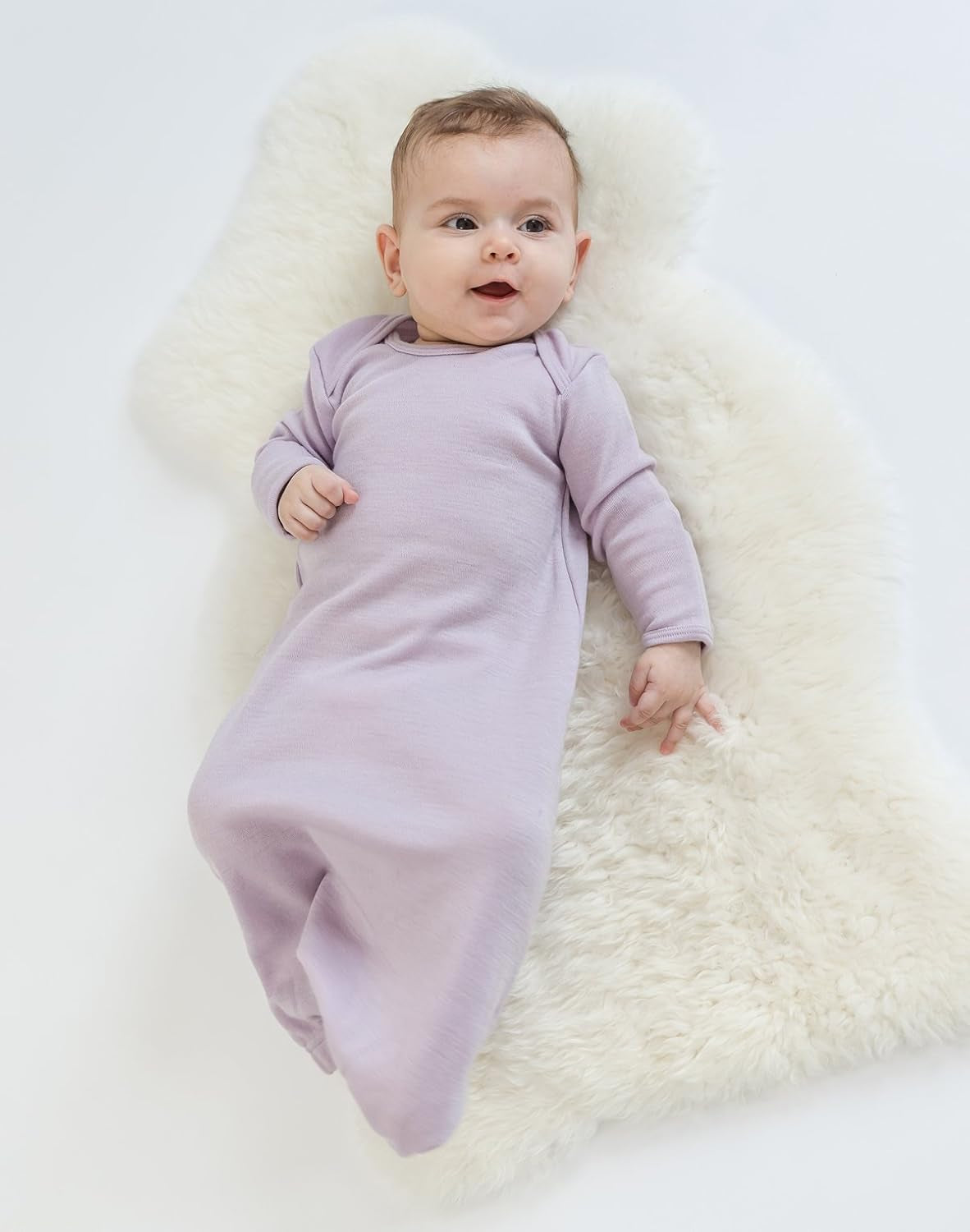 Infant Nightgown - 100% Superfine Merino Wool Baby Gowns - Newborn Sleeper Gown for Boy & Girl - 0-6 Months