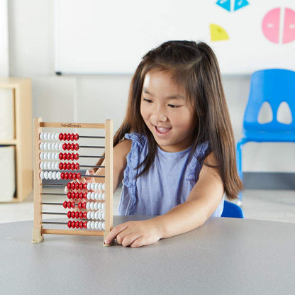 Mini 100 Bead Wooden Rekenrek, Abacus for Kids Math, Math Manipulatives Kindergarten, Counting Rack for Kids, Counters for Kids Math, Educational Toys for Elementary Kids (Set of 4)