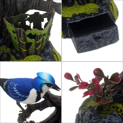 Simulation Electric Birds Toys Voice Controlled Electronic Animal Pets Realistic Pen Holders Office Home Decor Ornament Kids Birthday Gifts (Blue)