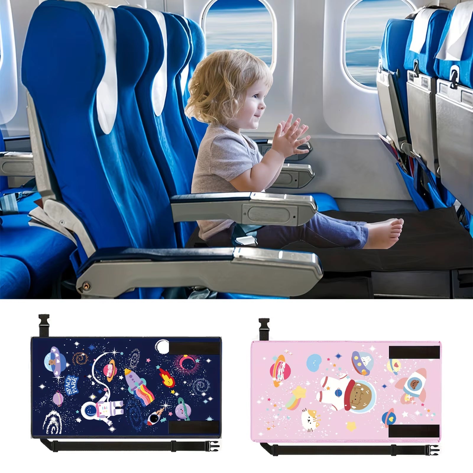 Cartoon Kids Travel Airplane Bed Portable Baby Airplane Seat Extender with Storage Bag Cars Extender Leg Rest for Children