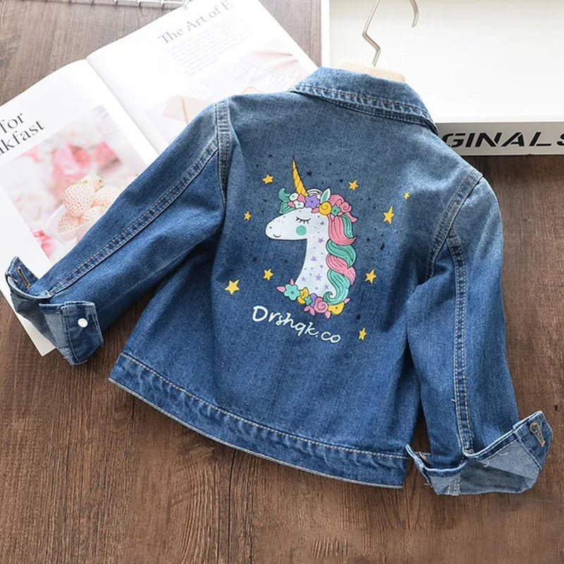 Girls Denim Coats New Fashion Kids Embroidery Cartoon Pattern Jacket Autumn Baby Coat Children Clothes 3 8 Years