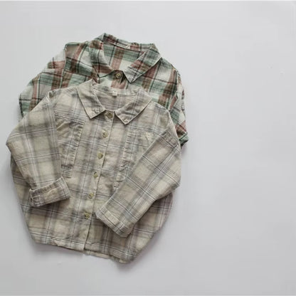 New Spring Autumn Baby Boys Plaid Shirts Korean Style Loose Casual Kids Shirts Children Clothes Tops