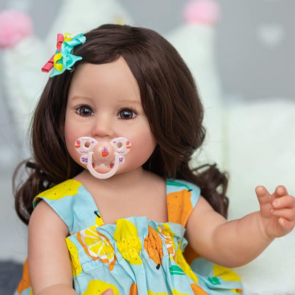 Reborn Toddler Doll Girls Life Size 22Inch Reborn Baby Dolls Silicone Full Body Realistic Fairy Alive Babies Newborn Dolls with Pacifier