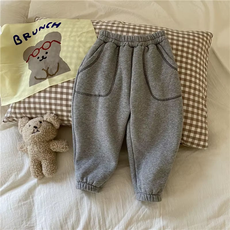 Kids Clothes Thicken Girls Pants Casual Boys Pants