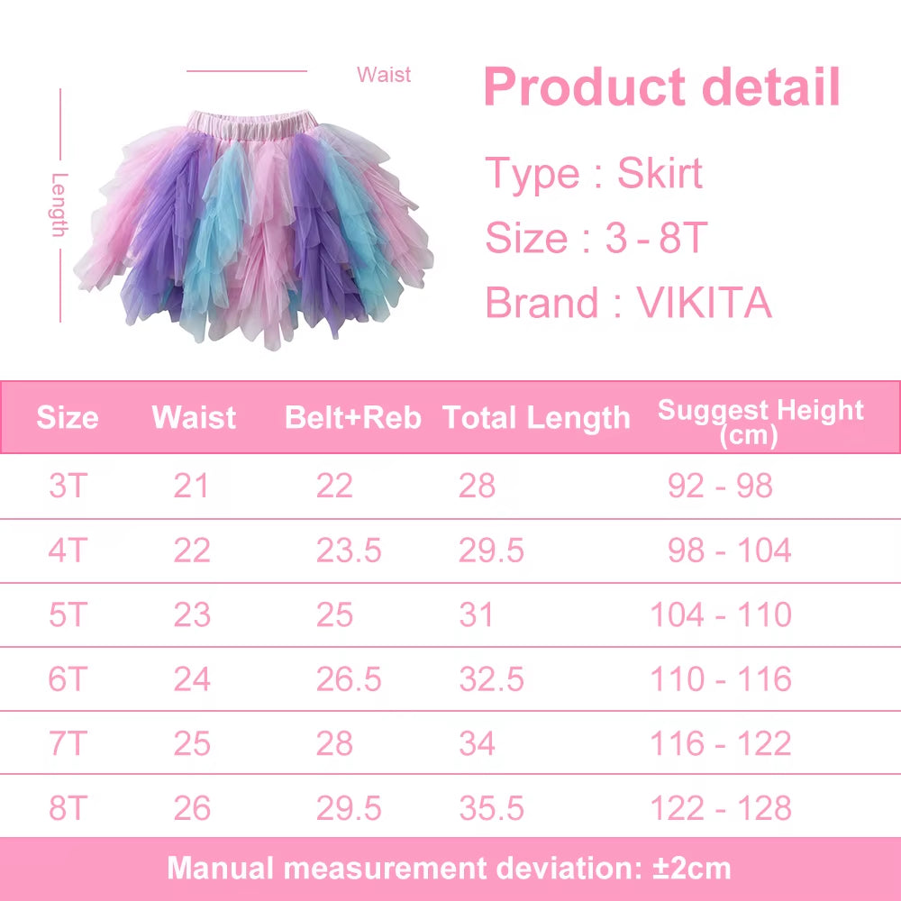 Girls Tutu Mesh Tulle Layered Skirts Kids Birthday Party Casual Performance Prom Princess Mini Skirt Children Clothes