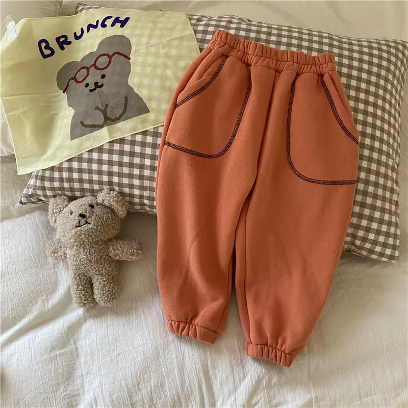 Kids Clothes Thicken Girls Pants Casual Boys Pants