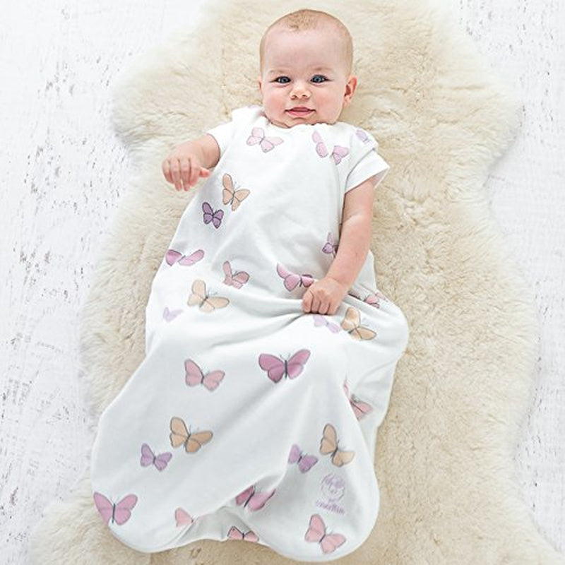 Merino Wool and Organic Cotton Baby Sleep Bag - 4 Season Classic Sleep Sack for Baby - Two-Way Zipper Sleeping Bag for Baby and Toddler - 18-36 Months - Butterfly